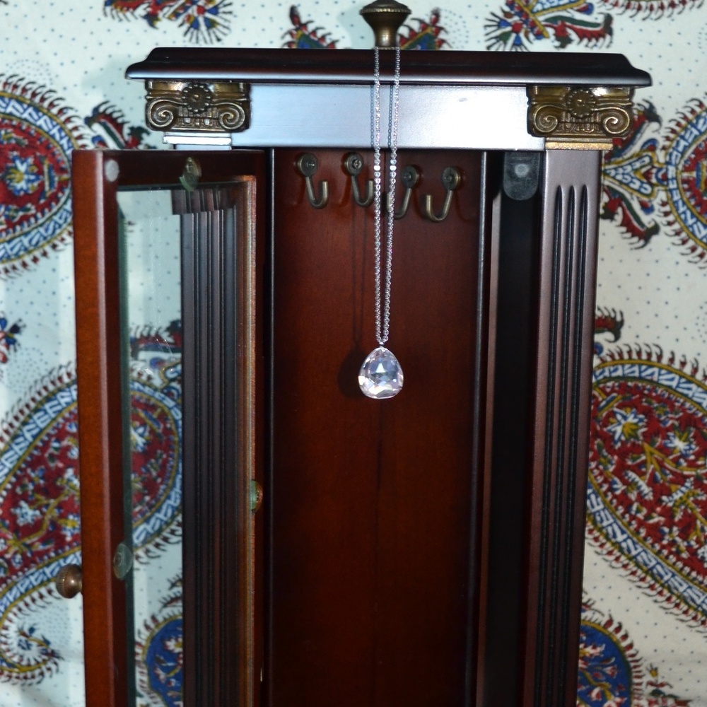 Pale Pink Swarovski Teardrop Pendant Necklace